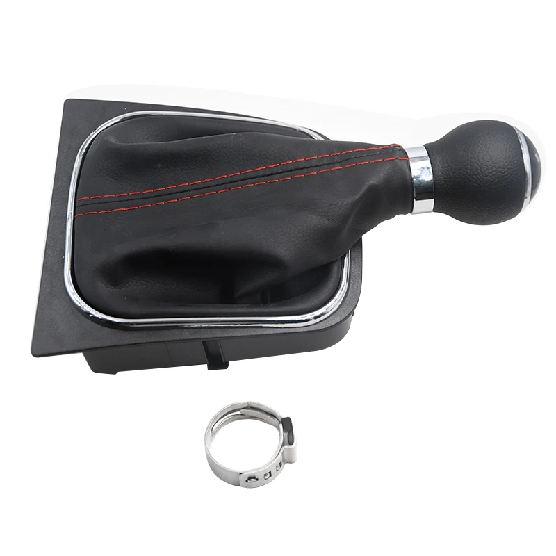 fast Shipping Car Shift Gear Knobs Covered Leather Knob With Gaitor For VW Volkswagen GOLF 6 VI