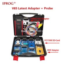 Mais novo v85 iprog + pro com adaptadores de sonda para em-circuito ecu programador & correção de quilometragem + airbag reset immo + eeprom