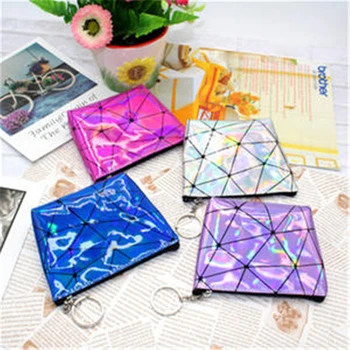

New Diamond Shaped Laser Coin Purse Zipper Small Wallet Women's Storage Lipstick PouchFashion Women Handbag Clutch Wholesale