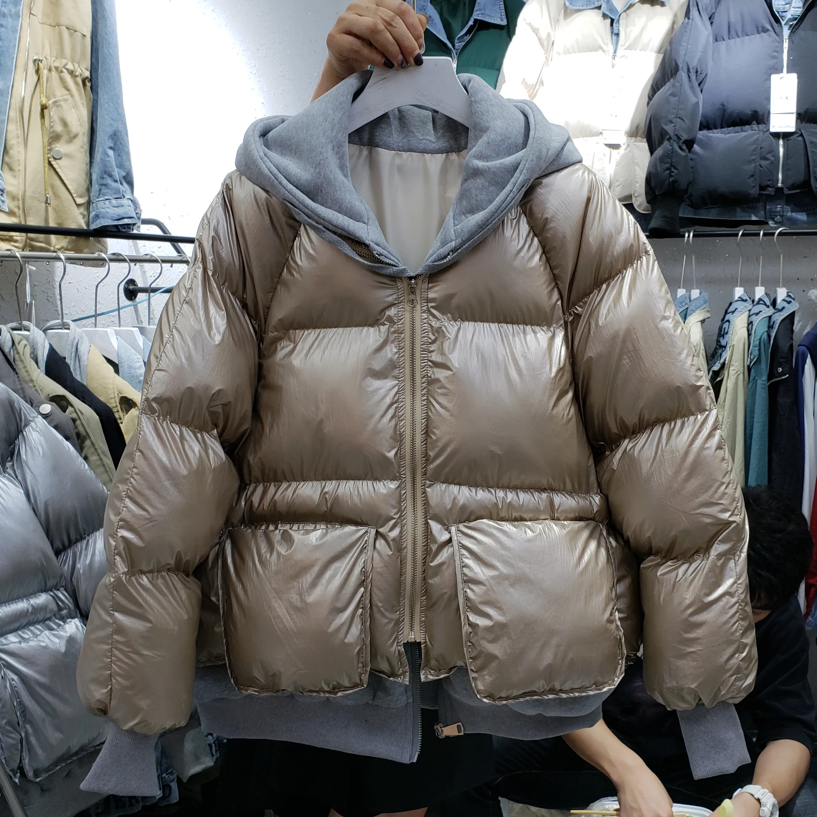 Новинка Bf Lazy Wind Breadwear женское осеннее пальто зимнее пальто с капюшоном на хлопковой подкладке Женский Повседневный свободный парка куртка Студенческая парка