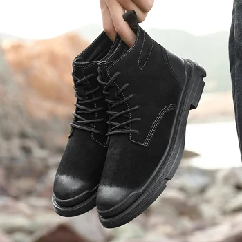 

home western leather ANKLE winter waterproof Mens vintage boot high boty BOOTS magnum MEN top mens ankle for men work Winter