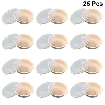 

25pcs 800ml Disposable Food Takeout Box With Lid Paper Soup Bowl Eco-Friendly Doggy Boxes