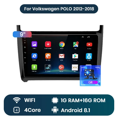 Junsun V1Android 9,0 2G+ 32G DSP автомобильный Радио мультимедийный видео плеер для Фольксваген Поло 2012- седан навигация 2 din без dvd - Цвет: WIFI (1GB 16GB)