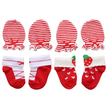 

4 Pair/set Cute Children Kids Socks Newborn Baby Anti-scratch Breathable Gloves Set