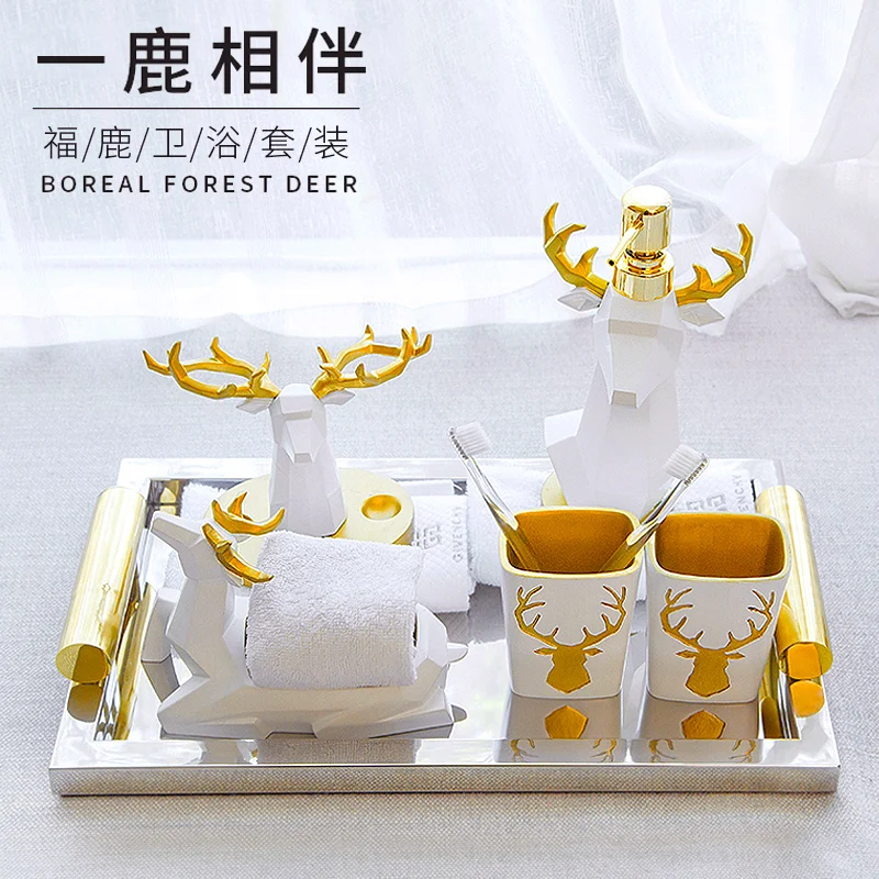 PROD 1005001506761128 NORDIC CREATIVE RESIN TOOTHBRUSH HOLDER SOAP DISH
BATHROOM ACCESSORIES SET KIT WEDDING GIFTS CRAFT ROOM DECORATION DEER
FIGURINE