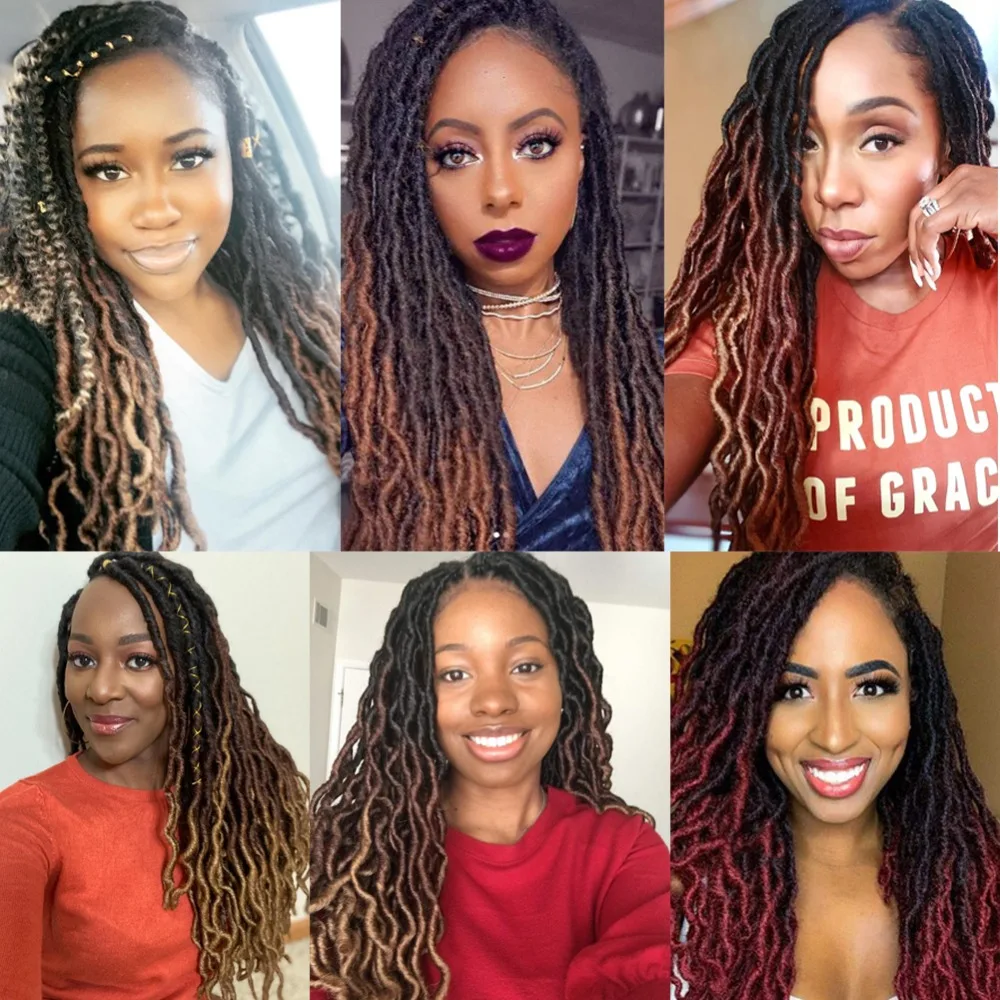 LuxuryFor коса с эффектом деграде (переход от темного к Faux Locs Curly 20 дюймов 24 корни
