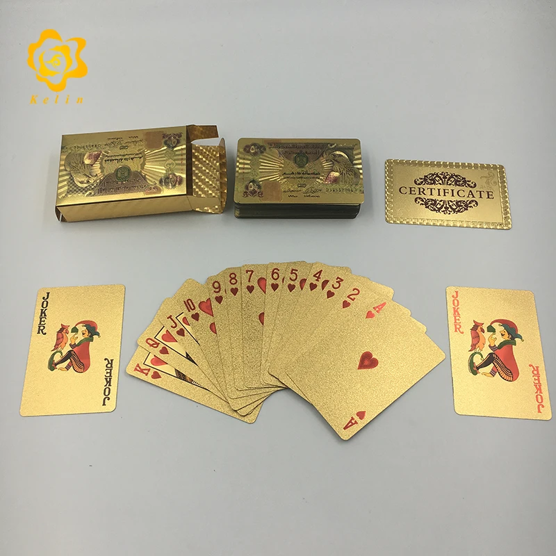 24K золото/серебряная фольга игральные карты покер цветные 100 USD или мозаичный покер для рекламных подарков и игр - Цвет: Серый