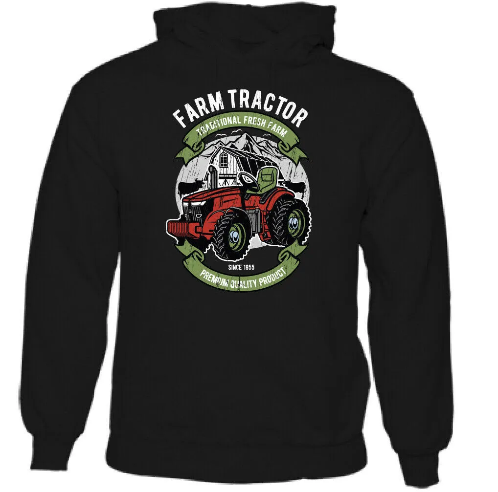 

Farm Tractor Traditional Fresh Farm Mens Funny Farming Hoodie Farmer Driver Gift Father's Day Top