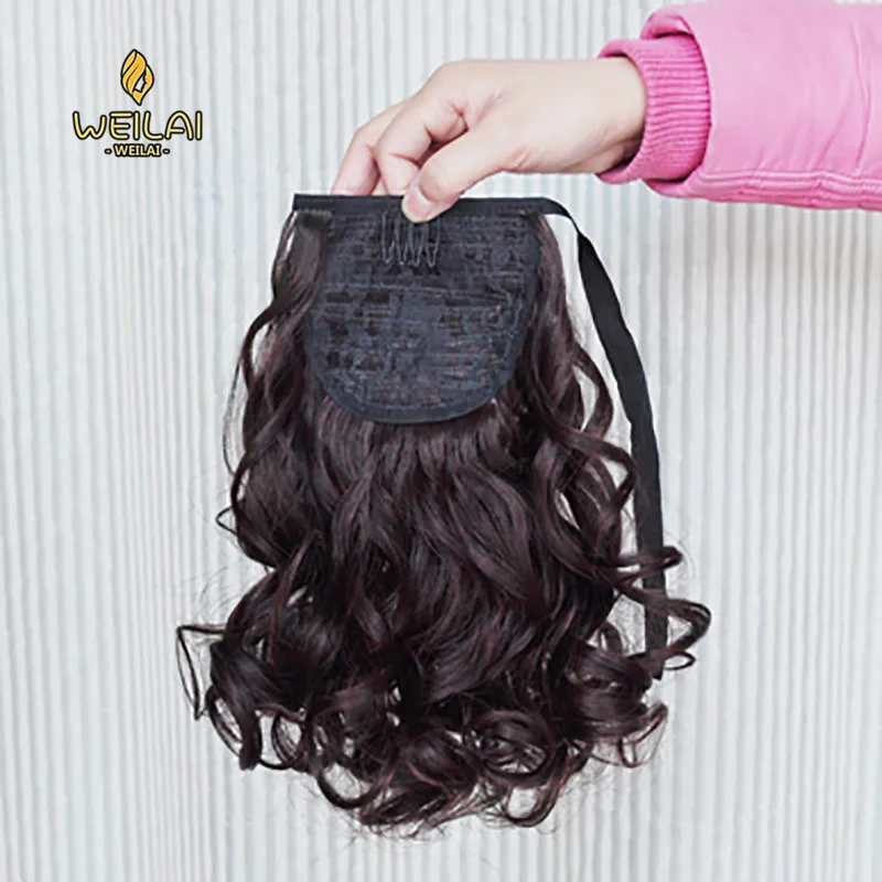

Hair accessories Short Curly Ponytail Heat Resistant Synthetic Black Gold Brown Synthetic Ponytails 12inch hair bow scrunchie