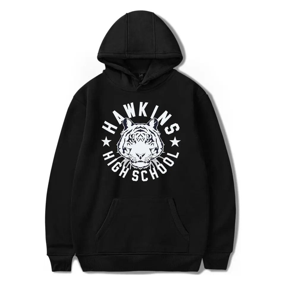 Толстовки с принтом «Stranger Things HAWKINS HIGH SCHOOL» для мужчин и женщин, Повседневный пуловер, уличная одежда, мужские толстовки размера плюс