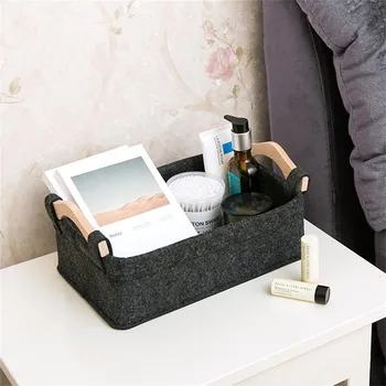 

2019 New Felt Portable Storage Basket Desktop Snack Toy Basket Cosmetics Book Sundries Basket Organizer