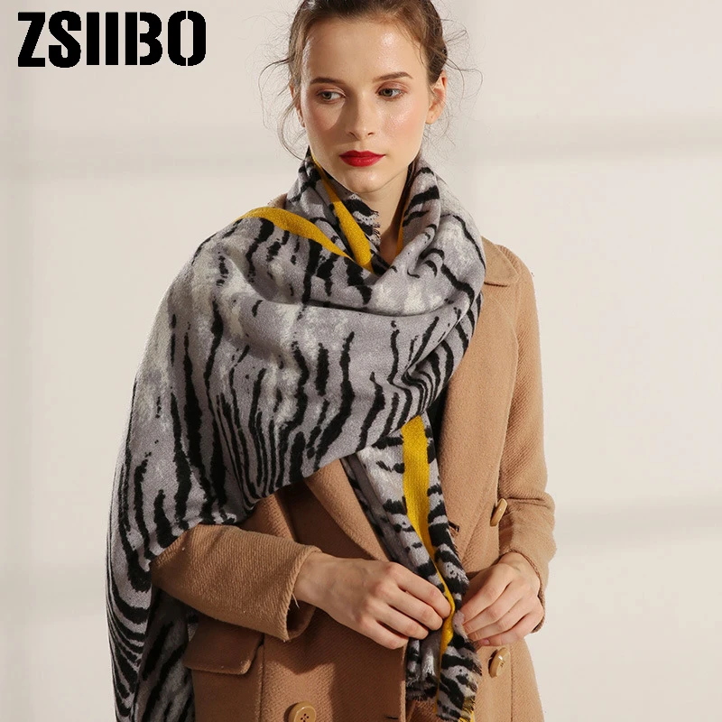 

2019 Winter shawl Cashmere Women Scarf Foulard Plaid Animal print Scarves Fashion Casual Scarfs Luxury Bufandas