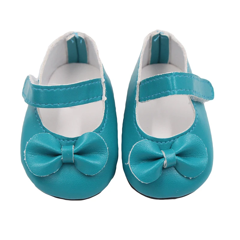 Hot Sale 7cm Bow-knot Doll Shoes For 18Inch American Dolls Pu Leather Velcro Shoes Fit 43cm New Baby 1/3 BJD DIY Dolls Gift 8