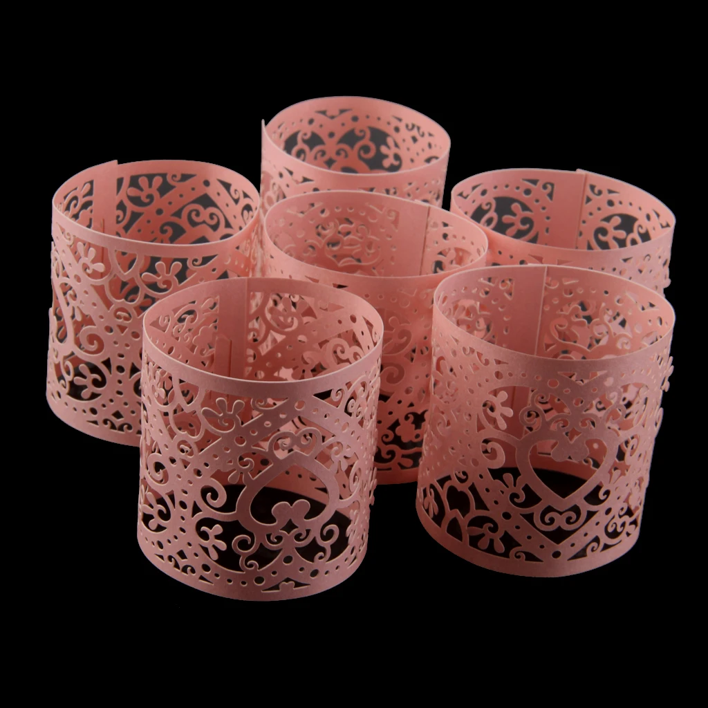Pack-6 Hollow-out Paper Tealight Votive Candle Wraps Candle Holders Lampshades