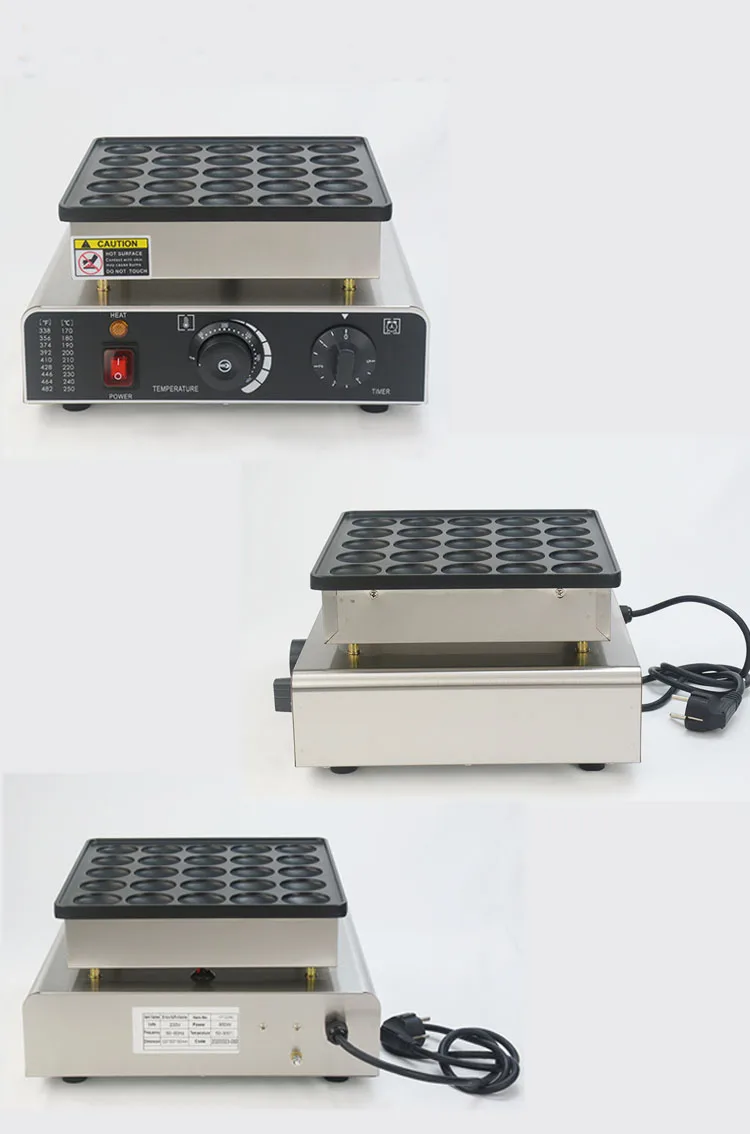 Commercial 25 Holes Mini Dutch Pancake Machine Cast Iron Poffertjes Pan