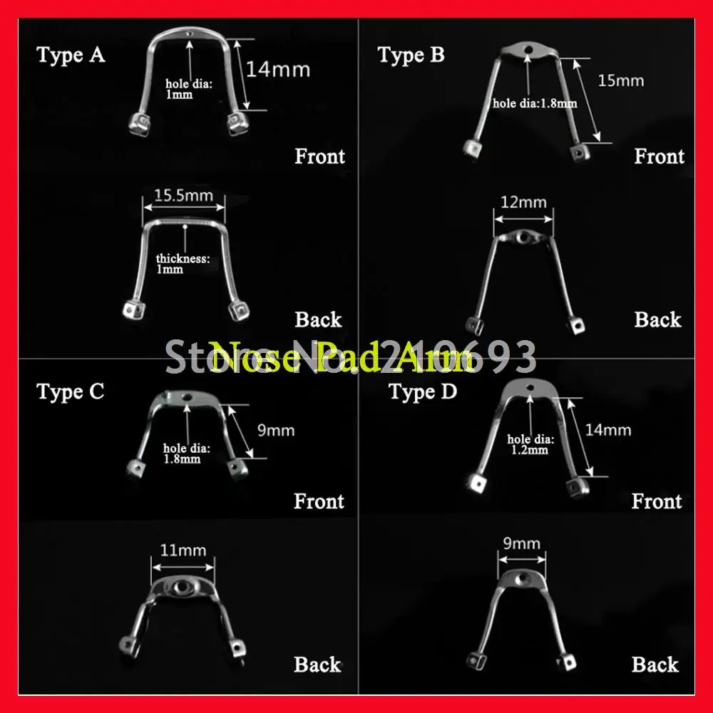 Glasses Nose Pads 1pc Eyeglasses Nose Pads Arm Stainless Steel Nose Pad Holder Glasses Accessories