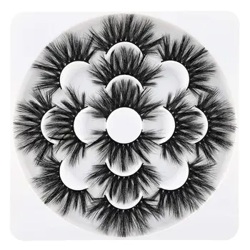 

New False Eyelashes 25MM Faux Mink Lashes 5D Volume Long Thick Lashes with Fluffy Curls 7 Pairs Pack Eyelashes Mink Lashes