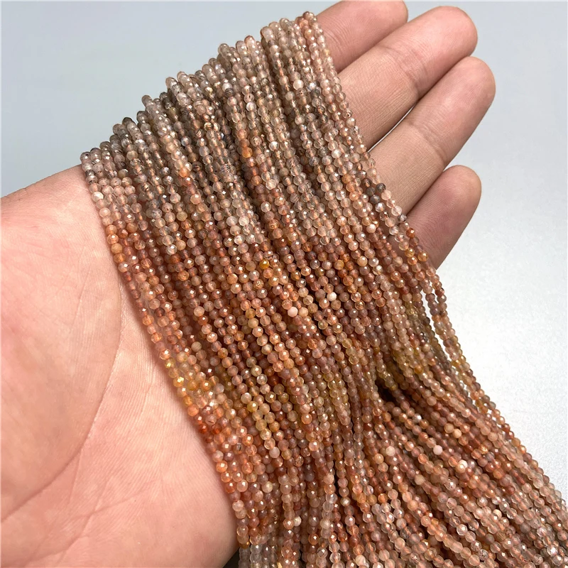 Натуральные градиентные бусины Sunstone из оранжевого золота с гранями круглые
