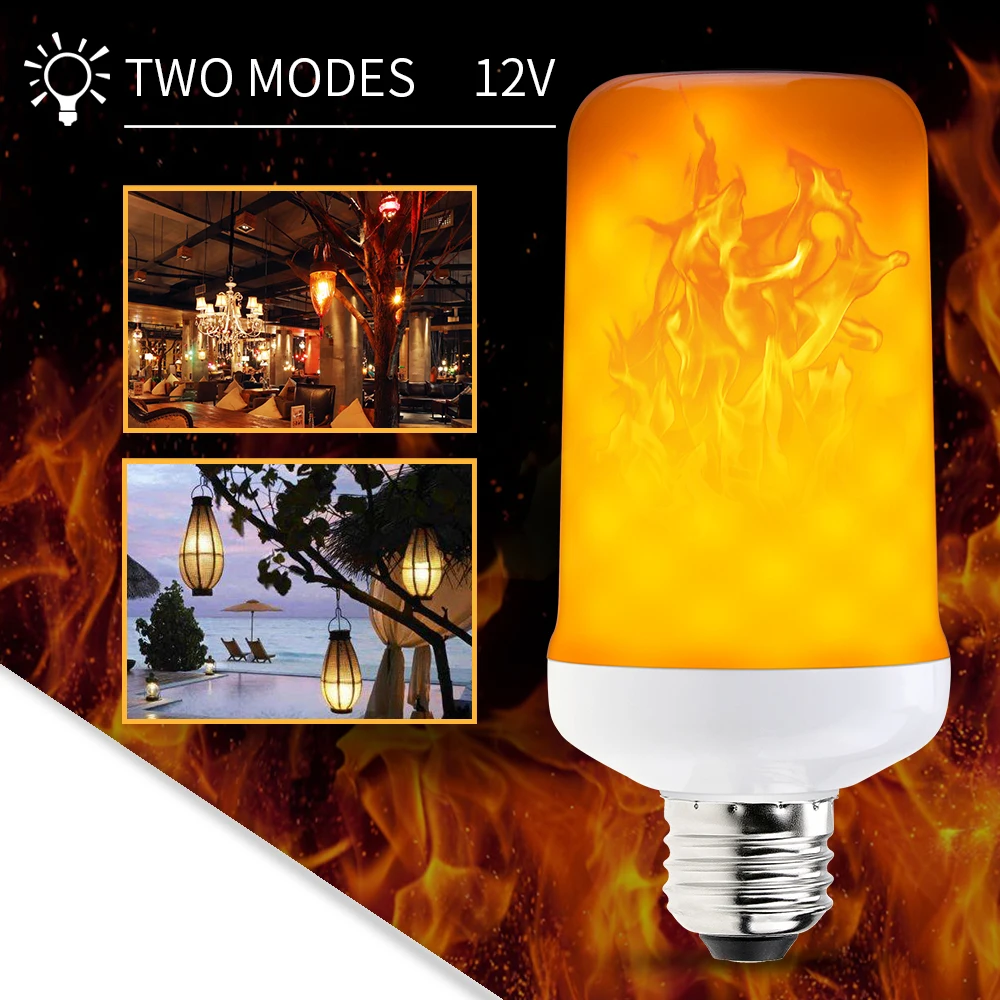 

E26 Flame Effect LED Bulb E27 12V LED Light Fire Bulb E14 LED Flame Lamp Flickering Emulation Burning Christmas Decoration Light