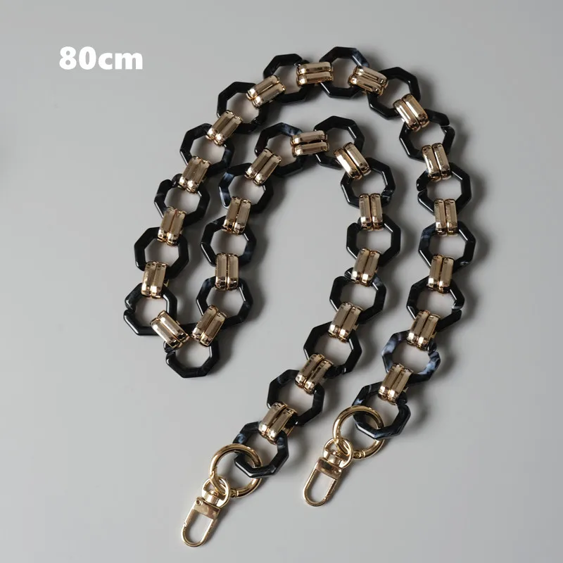 New Fashion Woman Handbag Accessory Parts Cute Chain Black Acrylic Resin Chain Luxury Strap Women Shoulder Clutch Handle Chain