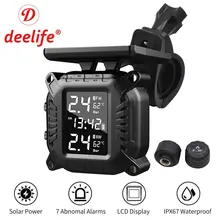 Deelife tpms sensor de pressão dos pneus da motocicleta para moto motor bicicleta sistema monitoramento do pneu medidor solar tmps à prova dwaterproof água