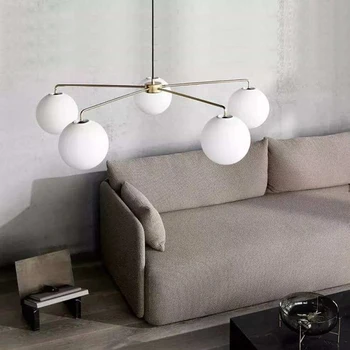 

Nordic minimalist living room LED chandelier Denmark modern creative bedroom restaurant designer magic bean glass chandelier