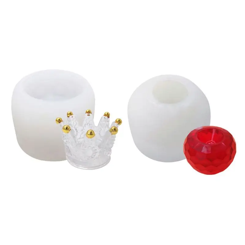 2Pcs Large Apple Crown Storage Box Silicone Molds Resin Jewlery Making Art Craft