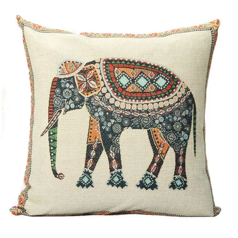 Indian Cotton Ari Embroidered Pillow Cases 40cm Set Of 5 Elephant Cushion Covers 