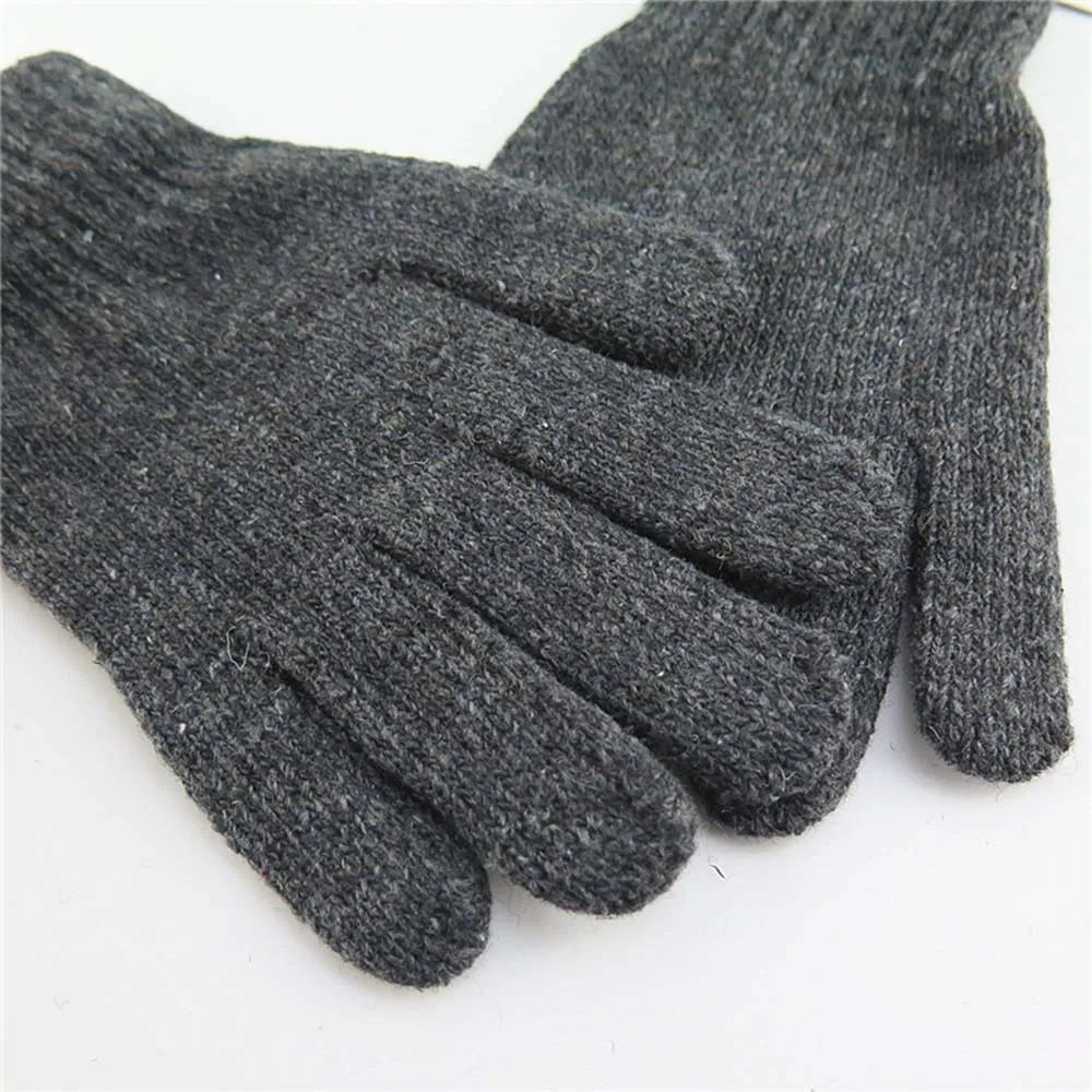 Модные зимние мужские вязаные перчатки высокого качества, мужские теплые шерстяные кашемировые однотонные мужские деловые перчатки на осень