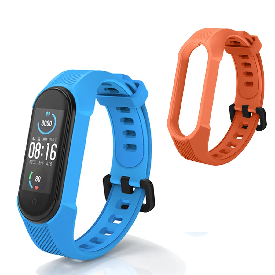 Мягкий силиконовый ремешок для браслета Xiaomi Mi Band 4 5 6 цветной спортивный дышащий