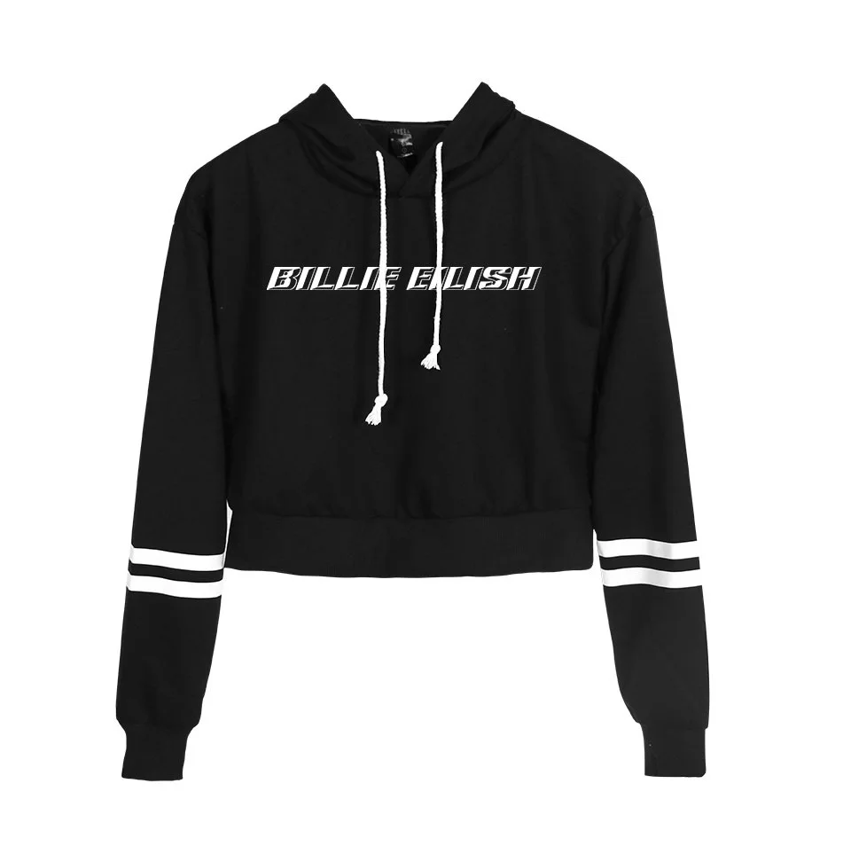 Горячая Мода Печать Billie Eilish толстовки с капюшоном модный тренд укороченный топ рубашка Женская Толстовка Harajuku сексуальная одежда