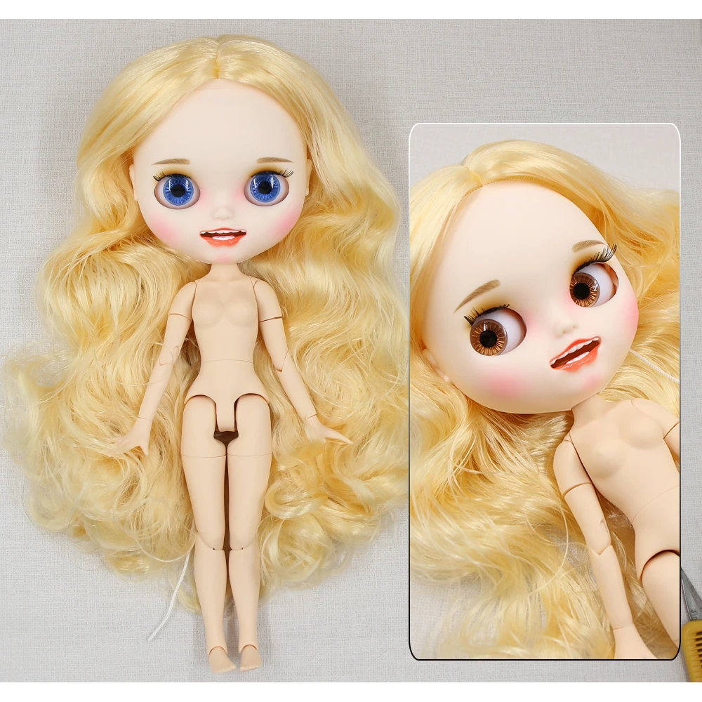 Neo Blythe Doll with Blonde Hair, White Skin, Matte Sliming Face & Custom Jointed Body 1