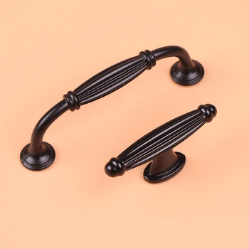 Cabinet door handle black aluminum durable kitchen cabinet drawer handles multiple styles optional