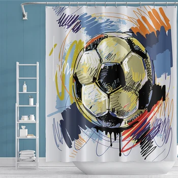 

Football Wall Hanging Shower Curtain Bathroom Toilet Partition Waterproof Polyester Bohemian Bath Screens for Bathroom Decor