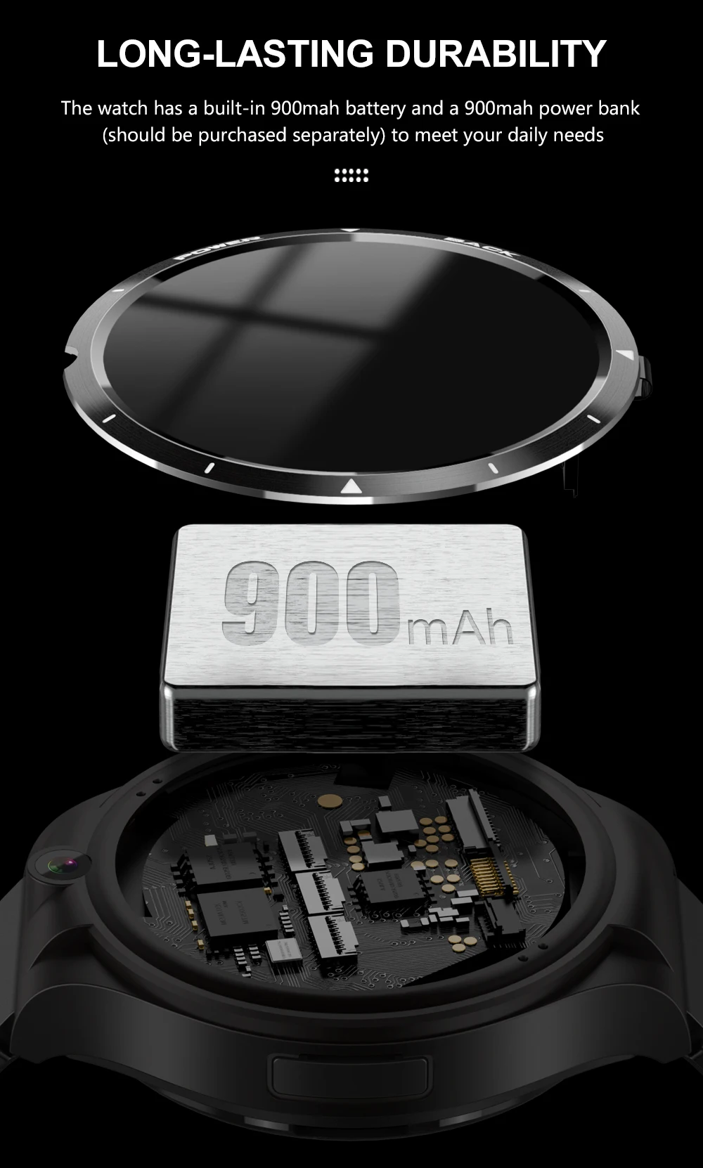 LEMFO LEM15 4G Smart Watch Men 128GB ROM 900mAh Power Bank 2021 Dual Cameras Smartwatch GPS Helio P22 Chip Android 10.7