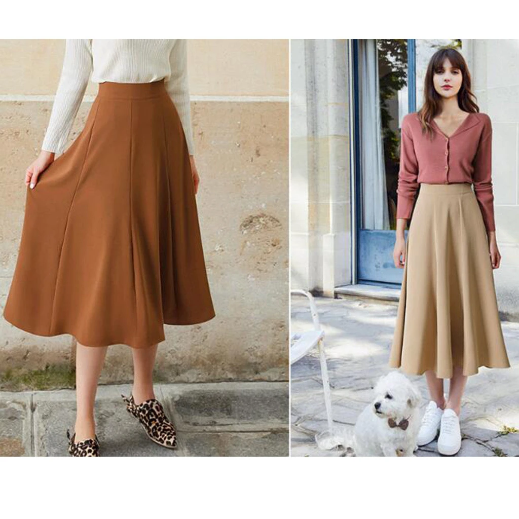 FREE OSTRICH 2019 Women Long Pleated Skirt High Waist Casual Party Cotton Thin Solid Solid Color Plus Size Loose Skirts 920