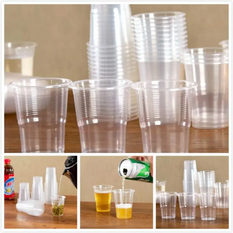 일회용 투명 플라스틱 컵, 야외 피크닉, 생일, 주방 파티 식기, 시음 200ml, 25 개, 50/100 개, 신제품