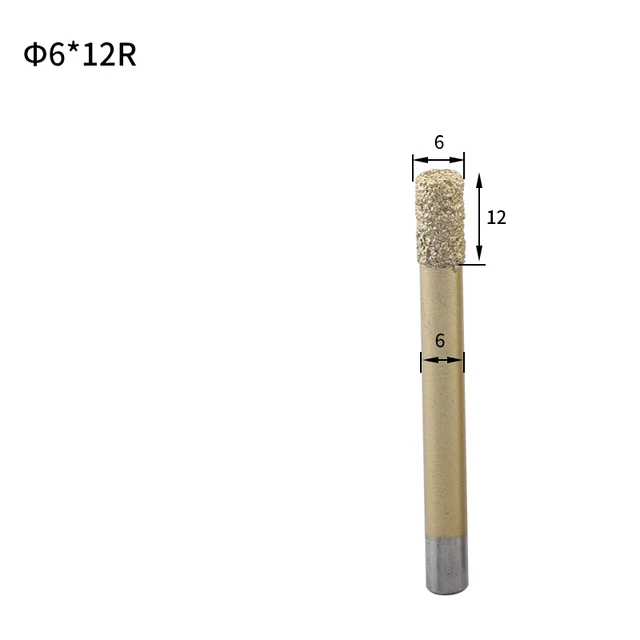 1pcs Flat Bottom Slotted Straight Knife Welding Sintering Granite Flat Head Drill Used For CNC Machine Tool Stone Carving Tools 6X12R