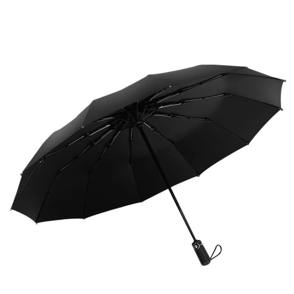 

Fully Automatic Folding Black Plastic Men'S Business Umbrella Windproof Reinforcement Rain And Rain Umbrella
