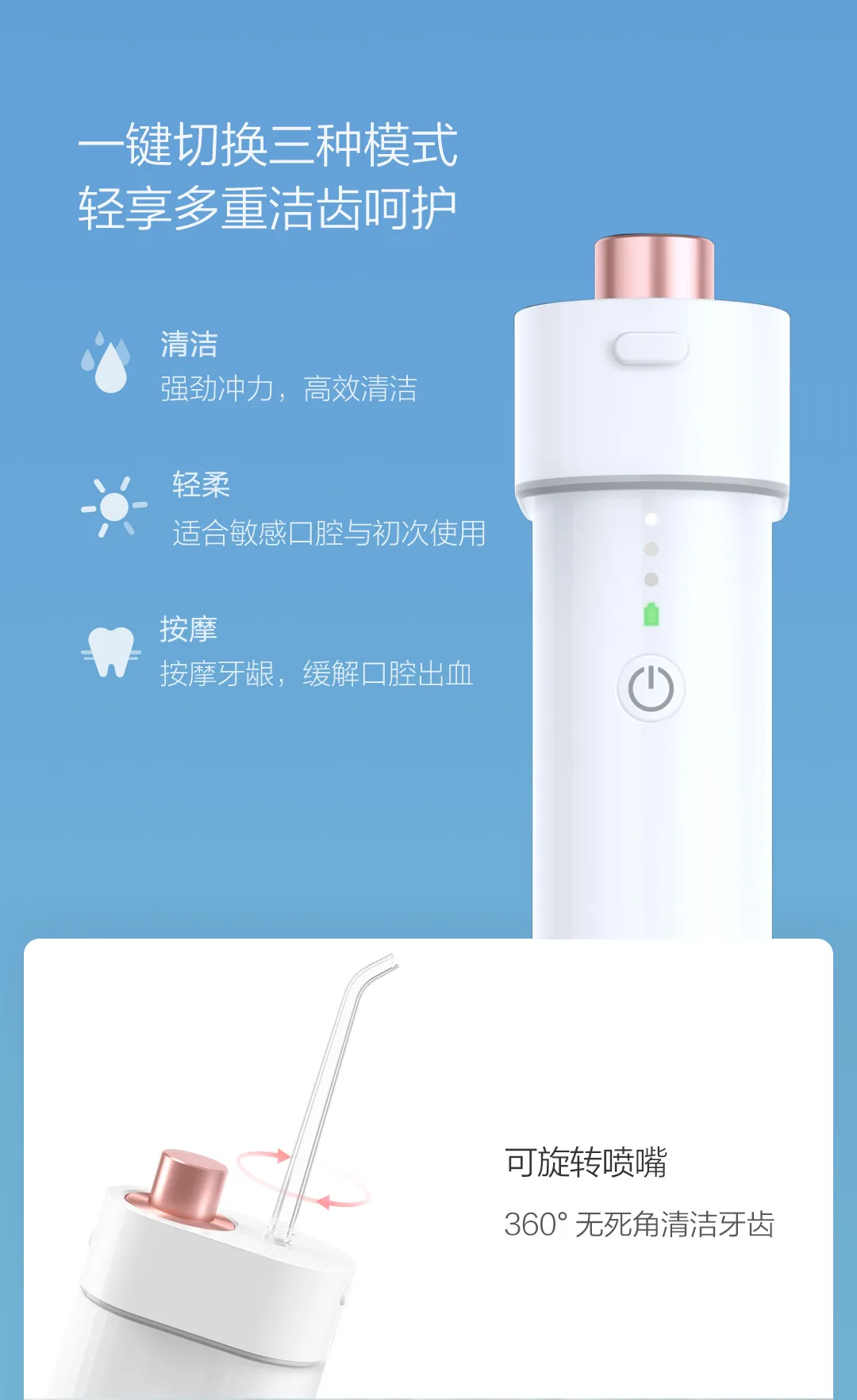 Xiaomi DR. BEI F3 Ирригатор для полости рта Стоматологическая Портативный 180 мл водяной Флоссер наконечник Перезаряжаемые 3-х уровневый 0,6 мм ультра-тонкий водяной Флоссер