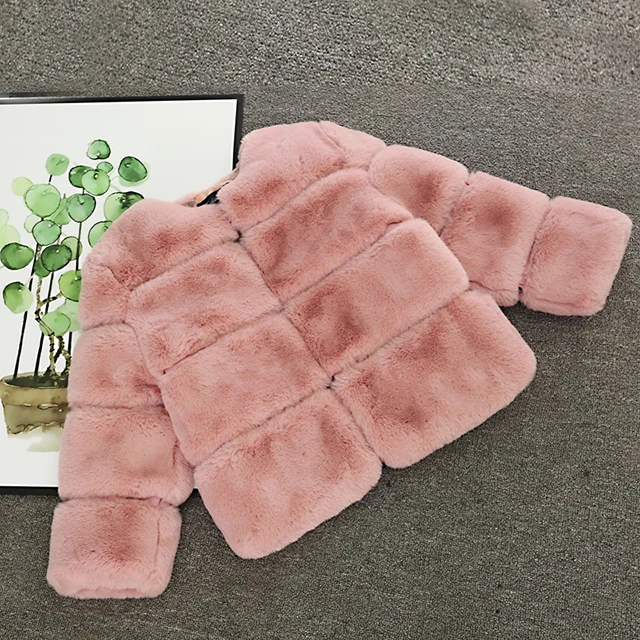 Модное зимнее пальто с мехом для девочек элегантные куртки с искусственным мехом для девочек-подростков плотные пальто теплые парки детская верхняя одежда для девочек от 1 до 10 лет - Цвет: FC537-Pink