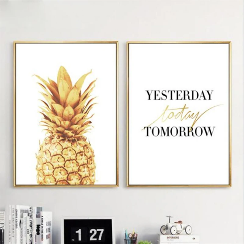 

Wall Art Canvas Painting Gold Pineapple Nordic Canvas Painting Letter Art Print Poster Wall Decoration Home Decor Poster