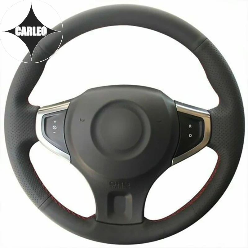 

DIY чехол рулевого колеса автомобиля для Renault Koleos 2009-2014 натуральной черной кожи на заказ ручная вышивка держатель Топ Слои Обёрточная бумага