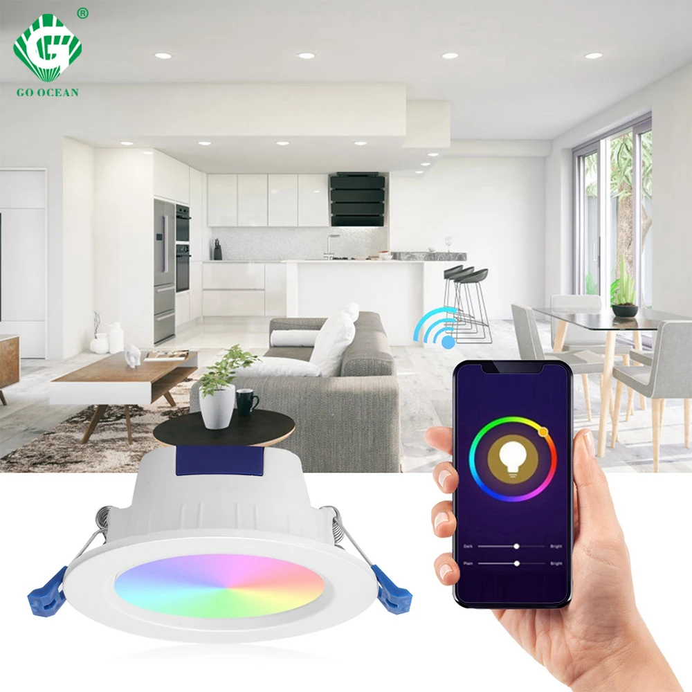 

Recessed LED Downlight Color Adjustable Google Home IFTTT App Smart Control Ceiling Down lights Foyer Living Room Night Lighting