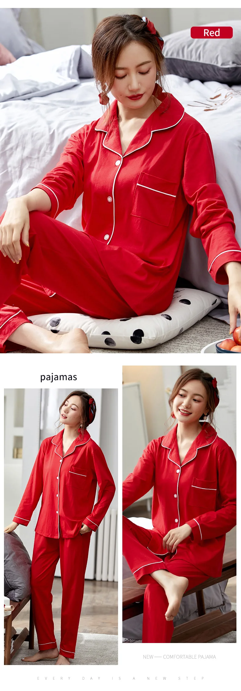 pj sets 100% Cotton Pajamas for Women PJ Full Sleeves Pijama Mujer Invierno Button-Down Winter Sleepwear Set Women White Cotton Pyjamas plus size pajamas