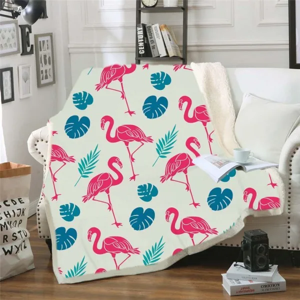 Flamingo-13 Мультяшное стильное одеяло с розовым фламинго, переносное Флисовое одеяло с рисунком тропических растений, животных, плюшевое одеяло из микрофибры для детей - Цвет: Flamingo-13