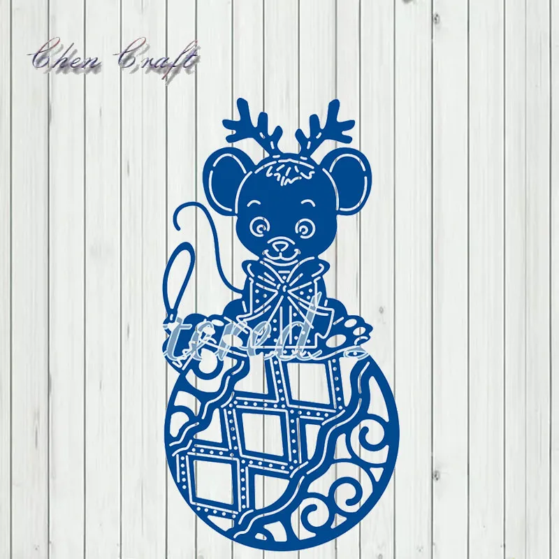 

The mouse squats on the ball and plays Metal Cutting Dies Scrapbooking Craft Dies Cuts DIY Album Card make Stencils die template