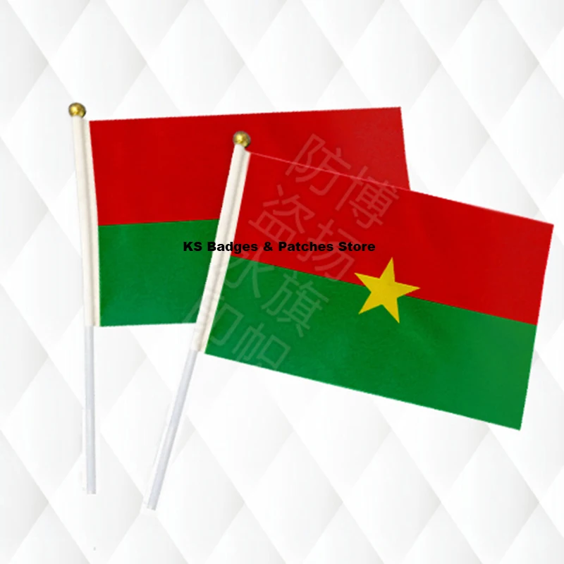 Burkina Faso тканевые флаги 14*21 см с пластиковой ручной KS 0044|Флаги баннеры и аксессуары|