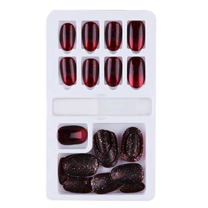 Hot sale 24pcs Reusable Stick-On Nails Tips Removable Wearable Fake Nail Manicure Accessories Kits fre