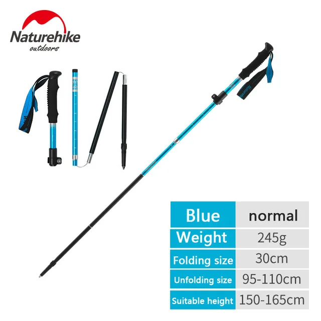 Blue S Naturehike 1 шт. складной регулируемый трекинговые палки Алюминий сплав 5-секционный Телескопический Nordic Пеший Туризм трости для туризма - Цвет: Blue S